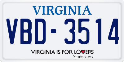 VA license plate VBD3514
