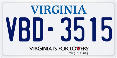 VA license plate VBD3515