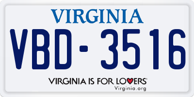 VA license plate VBD3516