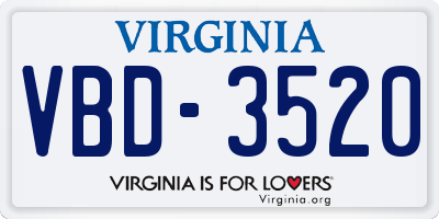 VA license plate VBD3520