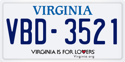 VA license plate VBD3521