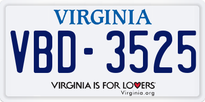 VA license plate VBD3525
