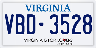 VA license plate VBD3528