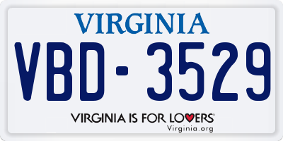 VA license plate VBD3529