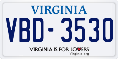 VA license plate VBD3530