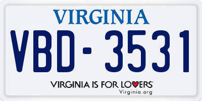 VA license plate VBD3531