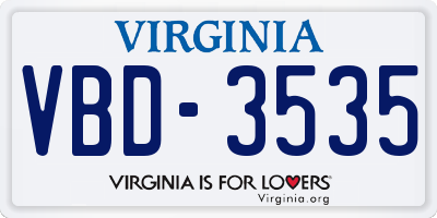 VA license plate VBD3535