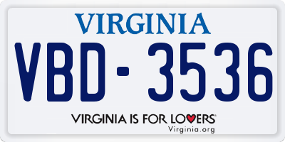 VA license plate VBD3536