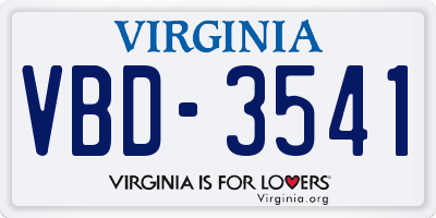 VA license plate VBD3541
