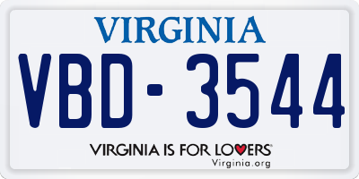 VA license plate VBD3544