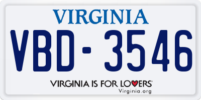 VA license plate VBD3546