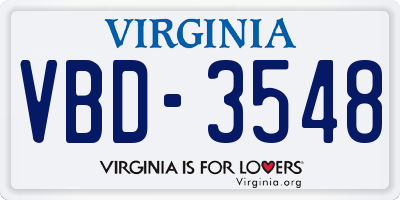 VA license plate VBD3548