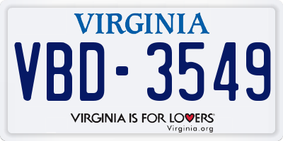 VA license plate VBD3549