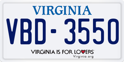 VA license plate VBD3550