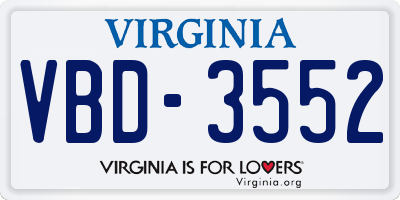 VA license plate VBD3552