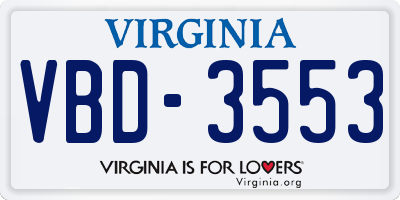 VA license plate VBD3553