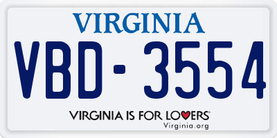 VA license plate VBD3554