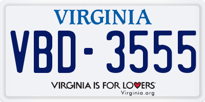 VA license plate VBD3555