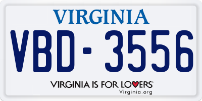 VA license plate VBD3556