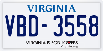 VA license plate VBD3558