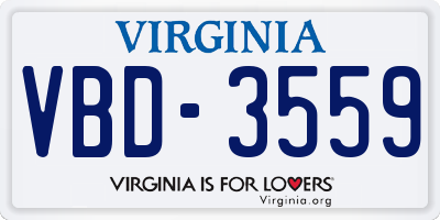 VA license plate VBD3559