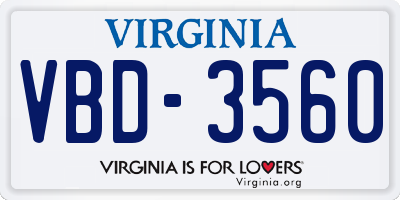 VA license plate VBD3560