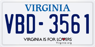 VA license plate VBD3561