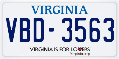 VA license plate VBD3563