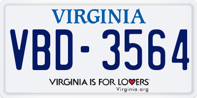 VA license plate VBD3564