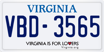 VA license plate VBD3565