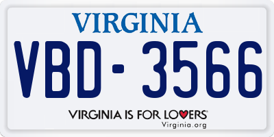 VA license plate VBD3566