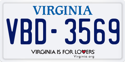 VA license plate VBD3569