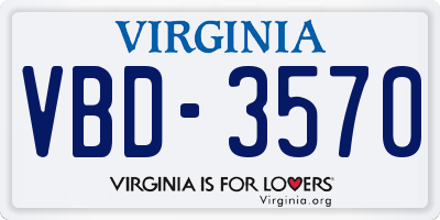 VA license plate VBD3570
