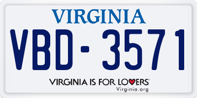 VA license plate VBD3571