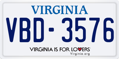 VA license plate VBD3576