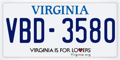 VA license plate VBD3580