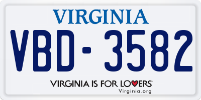 VA license plate VBD3582