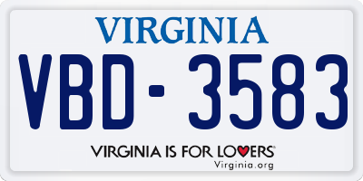 VA license plate VBD3583
