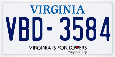 VA license plate VBD3584