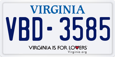 VA license plate VBD3585