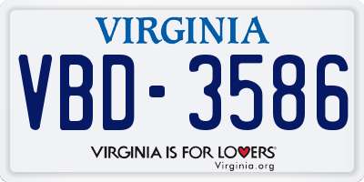 VA license plate VBD3586
