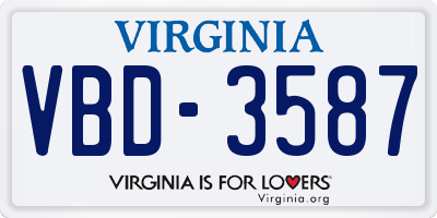 VA license plate VBD3587