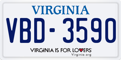VA license plate VBD3590