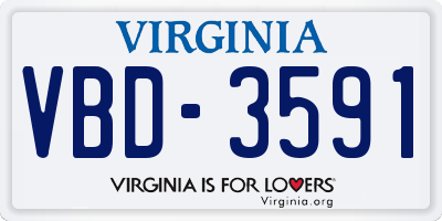 VA license plate VBD3591