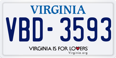 VA license plate VBD3593