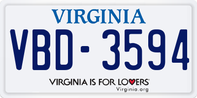 VA license plate VBD3594