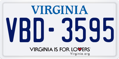 VA license plate VBD3595