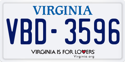 VA license plate VBD3596