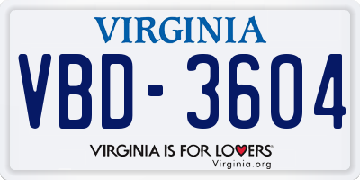 VA license plate VBD3604