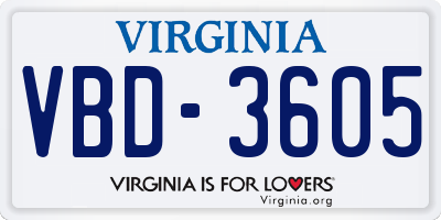 VA license plate VBD3605